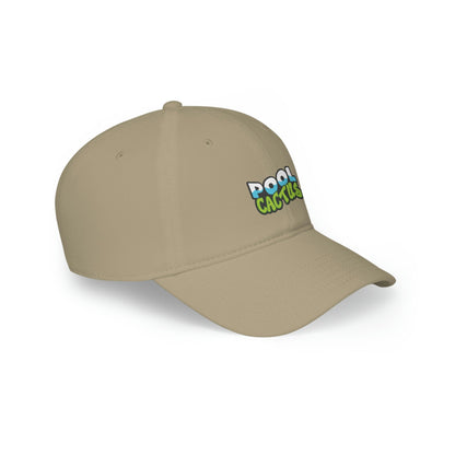 Low Profile Baseball Cap with Pool Cactus Logo Available in White & Khaki - Pool Cactus