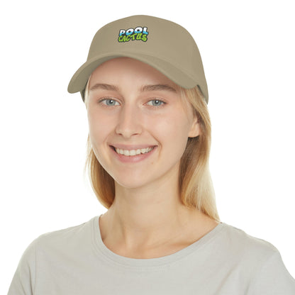 Low Profile Baseball Cap with Pool Cactus Logo Available in White & Khaki - Pool Cactus