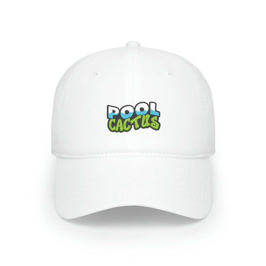 Low Profile Baseball Cap with Pool Cactus Logo Available in White & Khaki - Pool Cactus