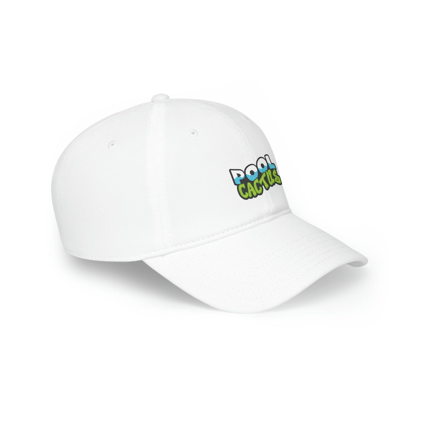 Low Profile Baseball Cap with Pool Cactus Logo Available in White & Khaki - Pool Cactus