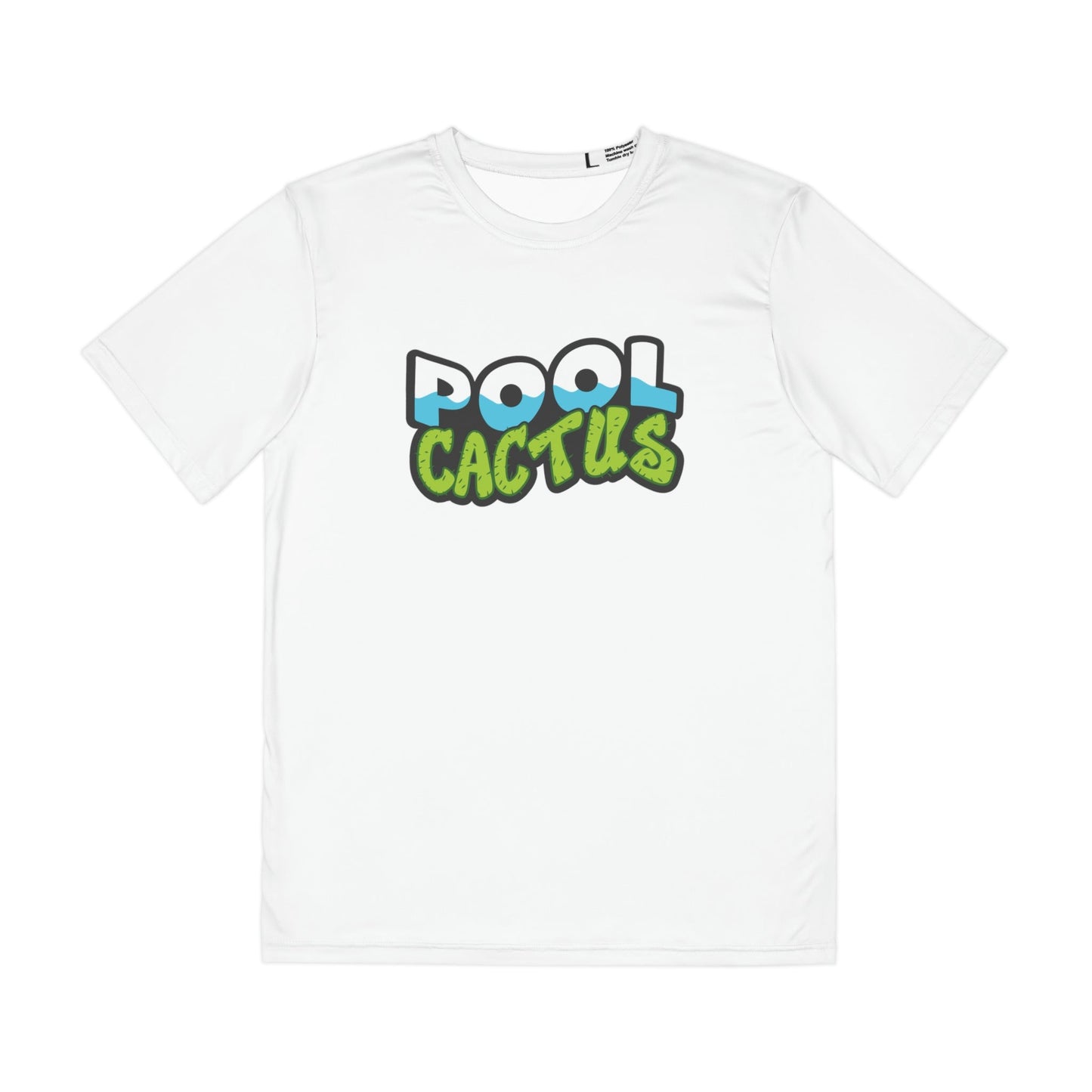 Men's Comfy Polyester Tee (AOP) with Pool Cactus Logo - Shrink and Fade-resistant - Pool Cactus