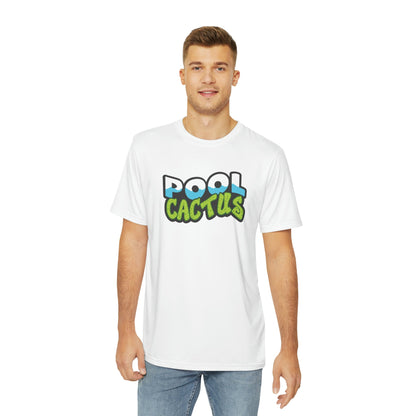 Men's Comfy Polyester Tee (AOP) with Pool Cactus Logo - Shrink and Fade-resistant - Pool Cactus