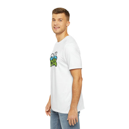 Men's Comfy Polyester Tee (AOP) with Pool Cactus Logo - Shrink and Fade-resistant - Pool Cactus