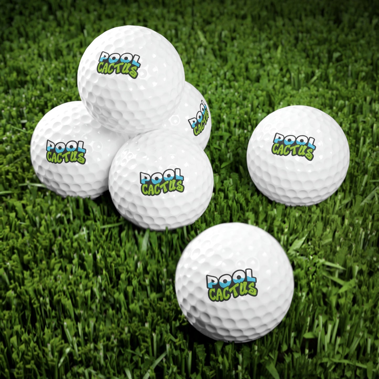 Pool Cactus Branded Golf Balls, 6pcs 100% surlyn - Pool Cactus