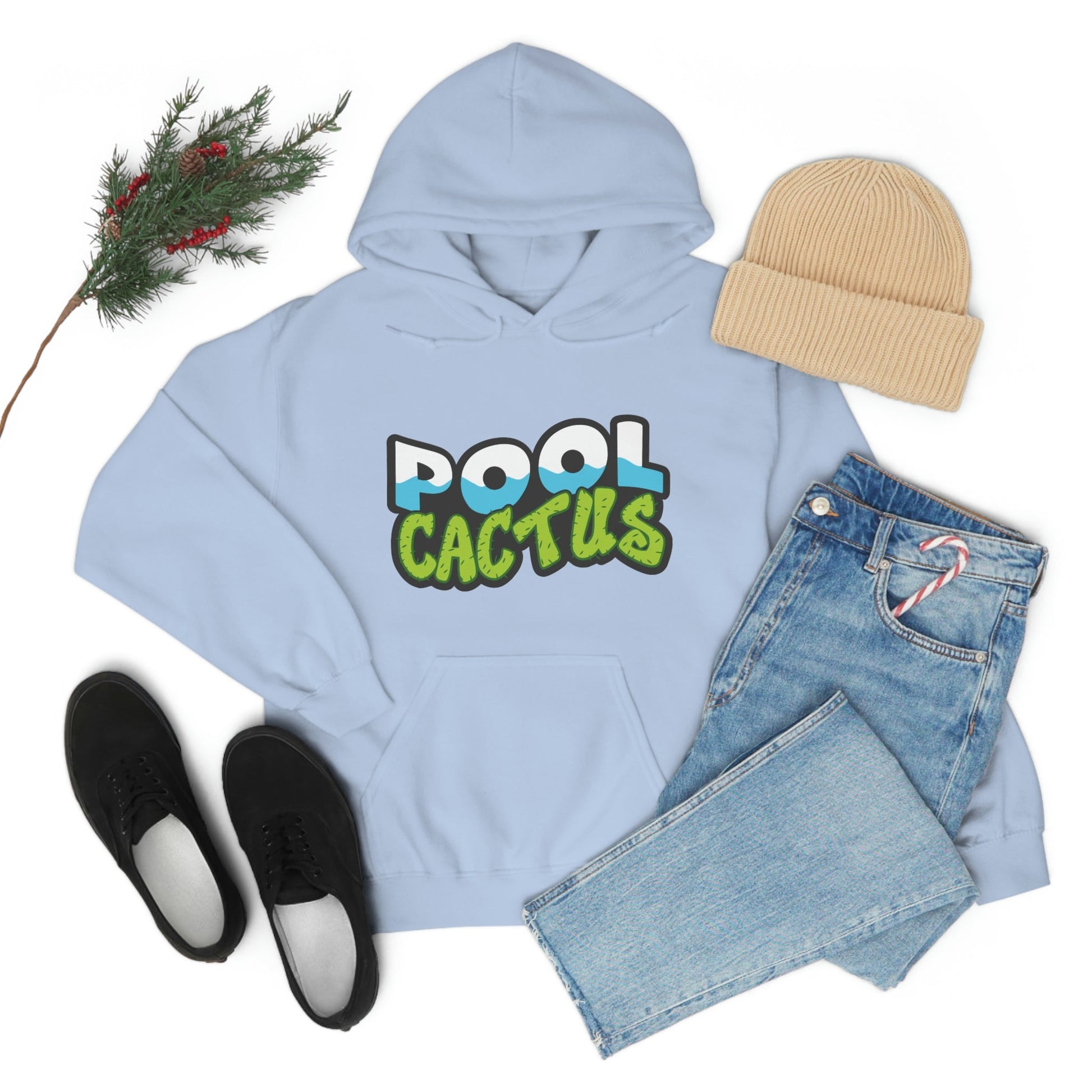 Unisex Heavy Blend Hooded Plush Sweatshirt with Pool Cactus Logo Design - Pool Cactus