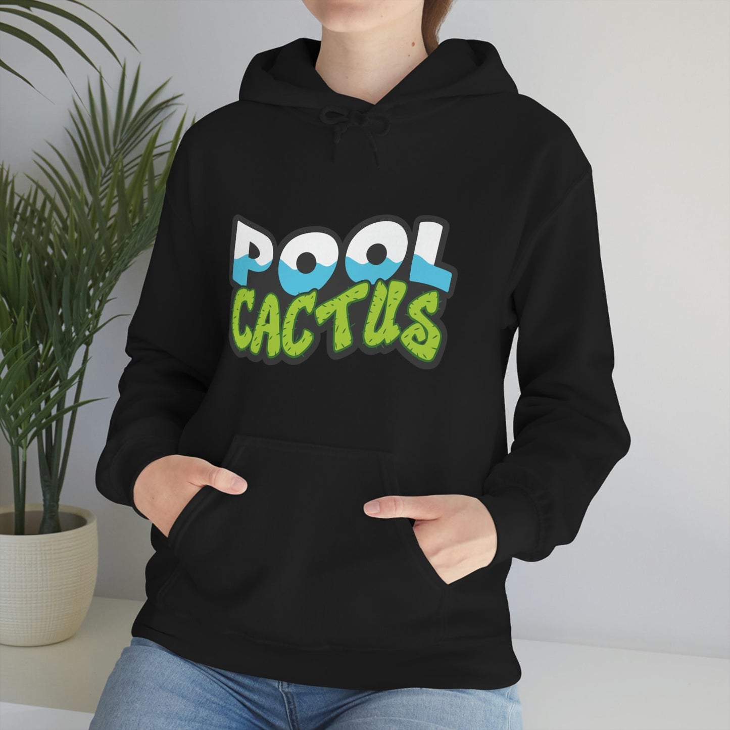 Unisex Heavy Blend Hooded Plush Sweatshirt with Pool Cactus Logo Design - Pool Cactus