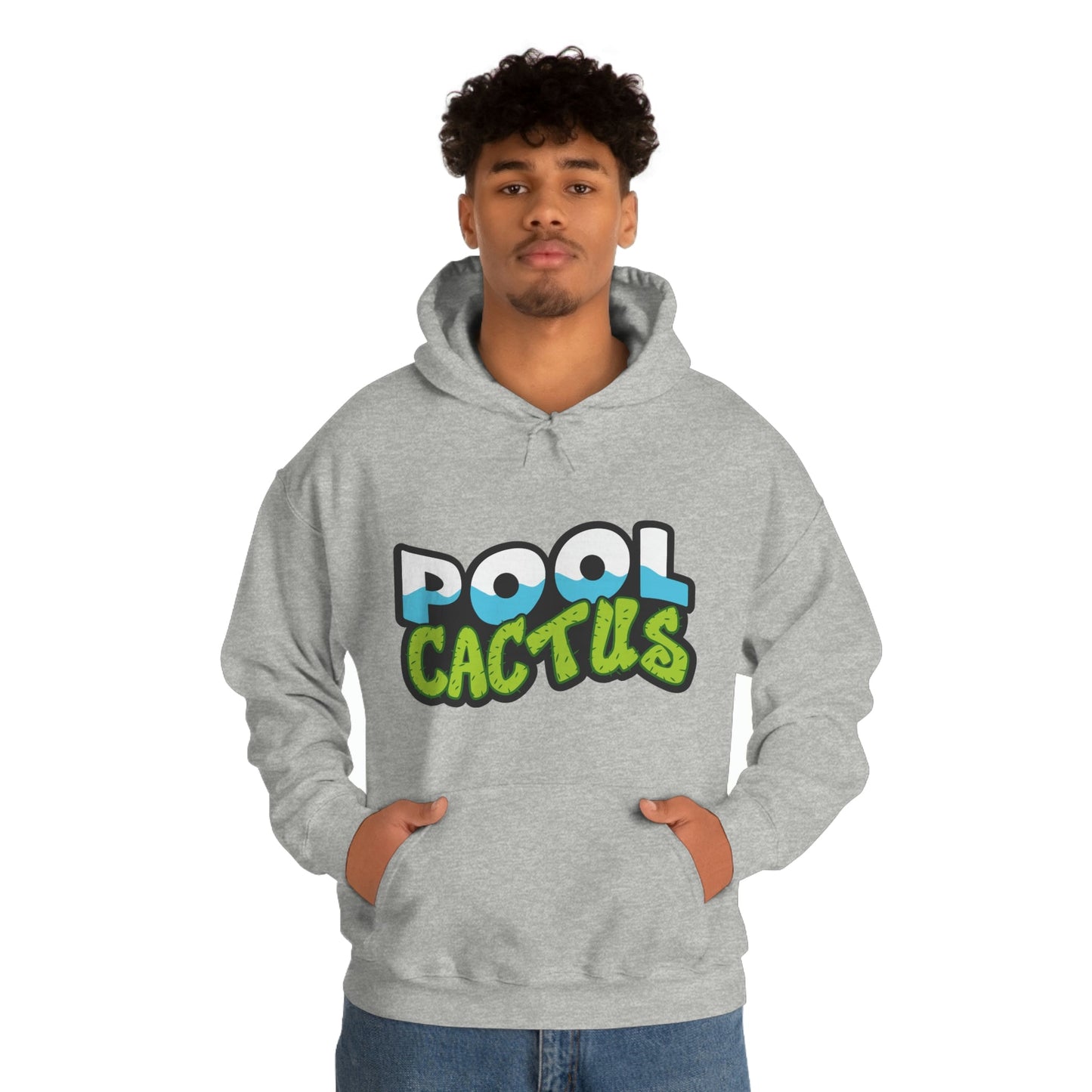 Unisex Heavy Blend Hooded Plush Sweatshirt with Pool Cactus Logo Design - Pool Cactus