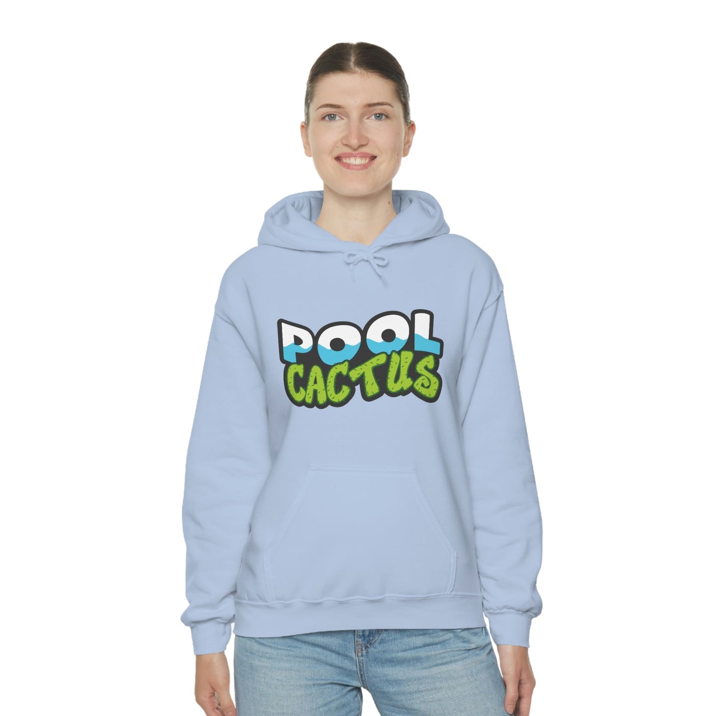 Unisex Heavy Blend Hooded Plush Sweatshirt with Pool Cactus Logo Design - Pool Cactus