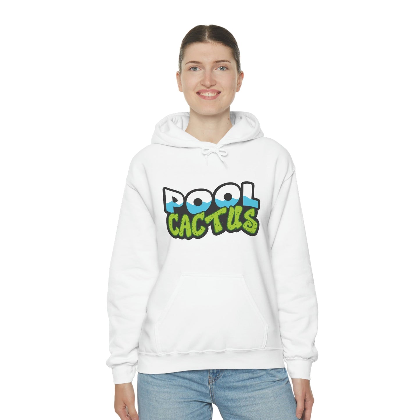 Unisex Heavy Blend Hooded Plush Sweatshirt with Pool Cactus Logo Design - Pool Cactus