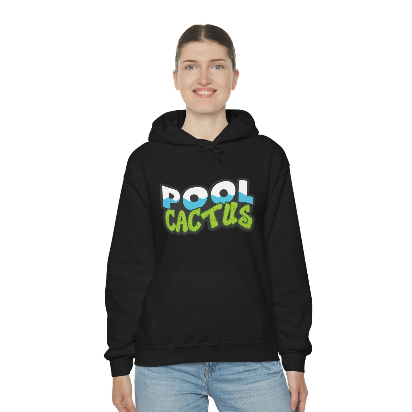 Unisex Heavy Blend Hooded Plush Sweatshirt with Pool Cactus Logo Design - Pool Cactus