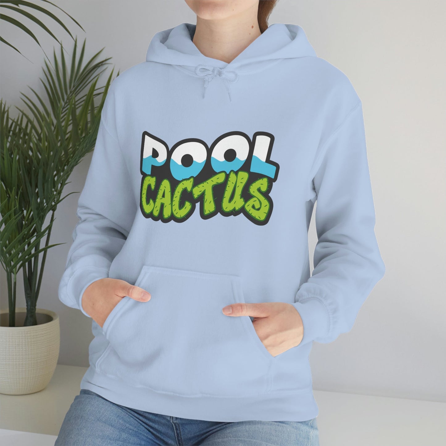 Unisex Heavy Blend Hooded Plush Sweatshirt with Pool Cactus Logo Design - Pool Cactus