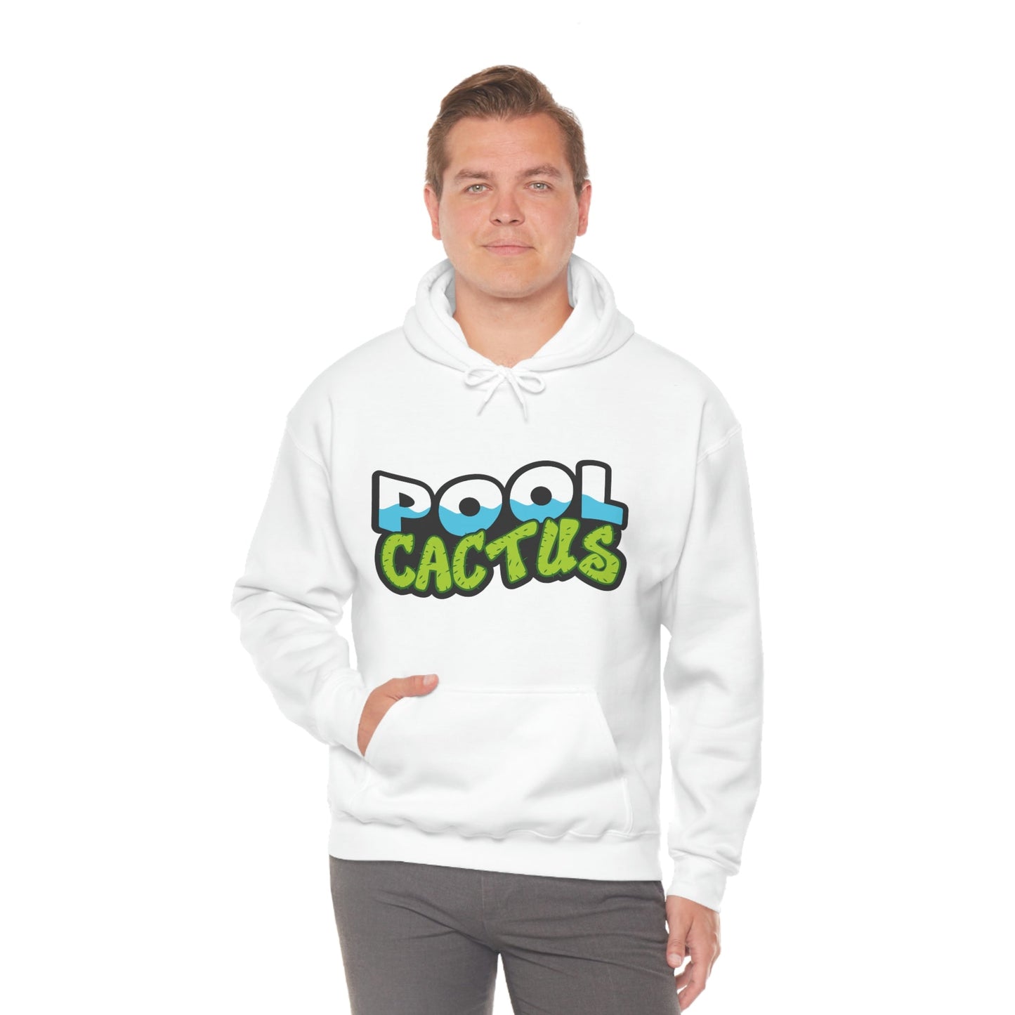 Unisex Heavy Blend Hooded Plush Sweatshirt with Pool Cactus Logo Design - Pool Cactus