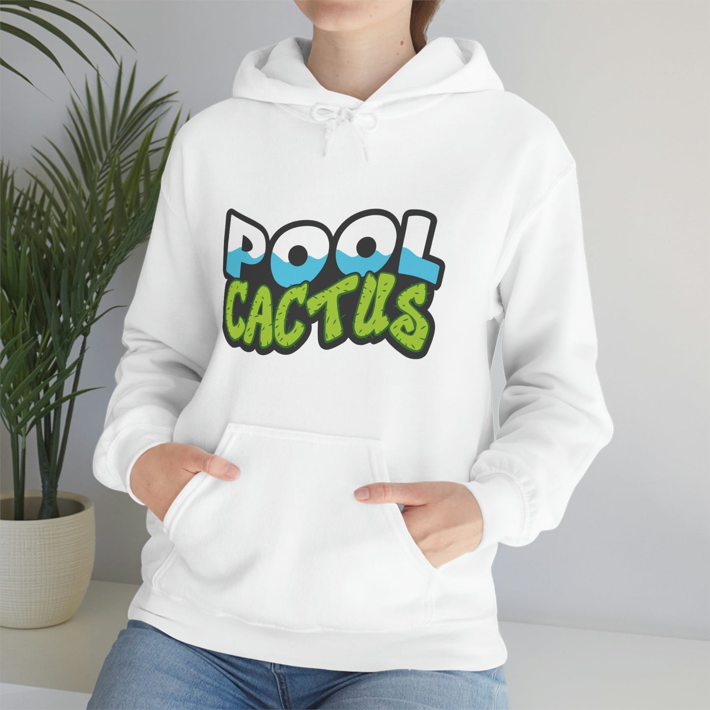 Unisex Heavy Blend Hooded Plush Sweatshirt with Pool Cactus Logo Design - Pool Cactus